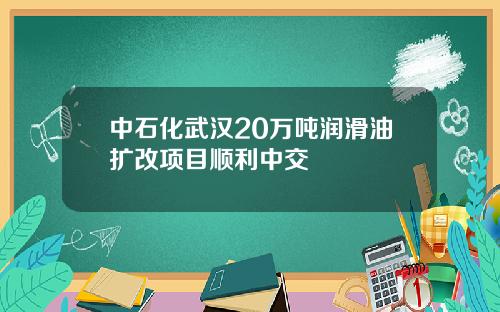 中石化武汉20万吨润滑油扩改项目顺利中交