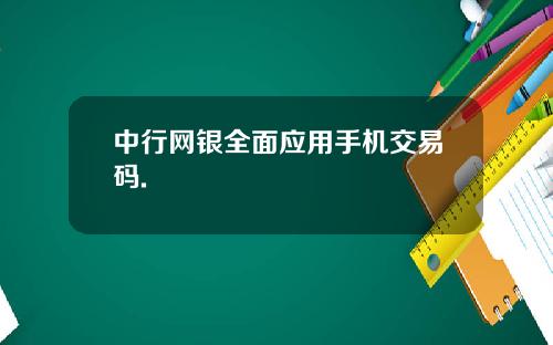 中行网银全面应用手机交易码.