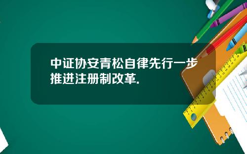 中证协安青松自律先行一步推进注册制改革.