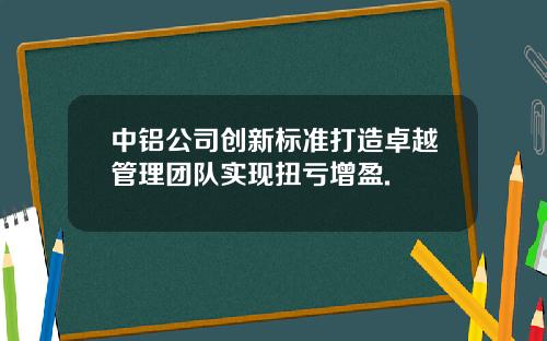 中铝公司创新标准打造卓越管理团队实现扭亏增盈.