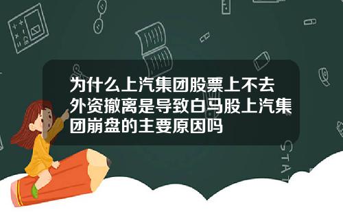 为什么上汽集团股票上不去外资撤离是导致白马股上汽集团崩盘的主要原因吗