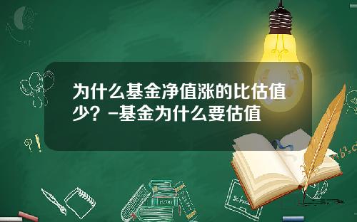 为什么基金净值涨的比估值少？-基金为什么要估值