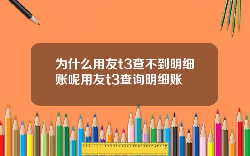 为什么用友t3查不到明细账呢用友t3查询明细账