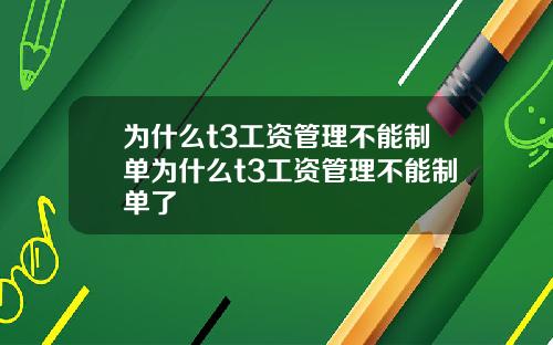 为什么t3工资管理不能制单为什么t3工资管理不能制单了