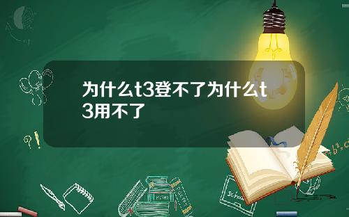为什么t3登不了为什么t3用不了