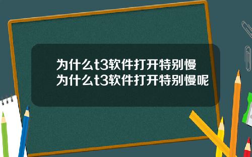 为什么t3软件打开特别慢为什么t3软件打开特别慢呢