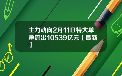 主力动向2月11日特大单净流出10539亿元【最新】