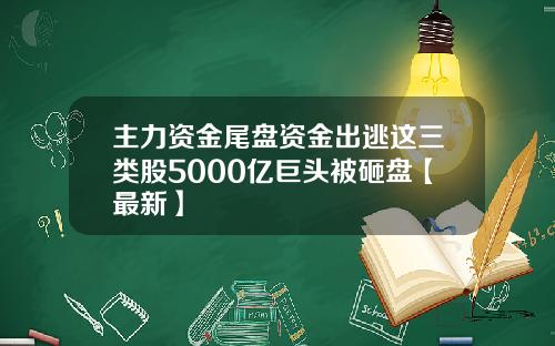 主力资金尾盘资金出逃这三类股5000亿巨头被砸盘【最新】