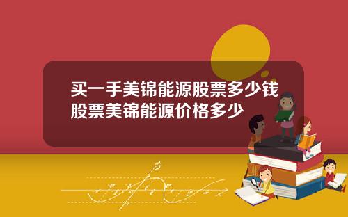 买一手美锦能源股票多少钱股票美锦能源价格多少