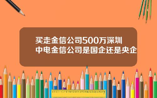 买走金信公司500万深圳中电金信公司是国企还是央企