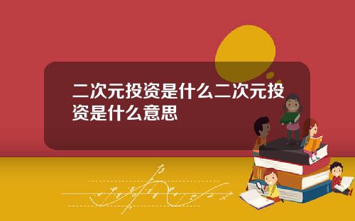 二次元投资是什么二次元投资是什么意思