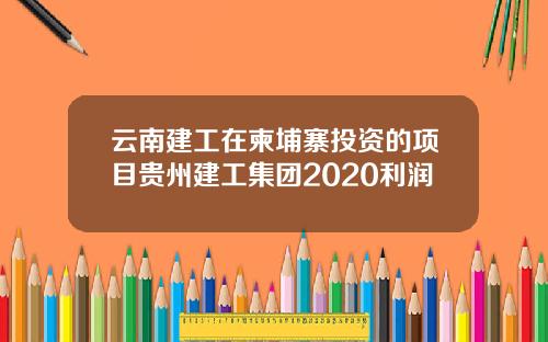 云南建工在柬埔寨投资的项目贵州建工集团2020利润