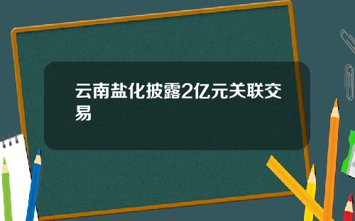 云南盐化披露2亿元关联交易