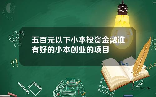 五百元以下小本投资金融谁有好的小本创业的项目