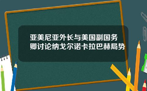亚美尼亚外长与美国副国务卿讨论纳戈尔诺卡拉巴赫局势