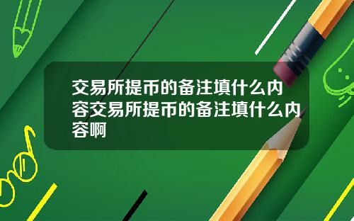 交易所提币的备注填什么内容交易所提币的备注填什么内容啊