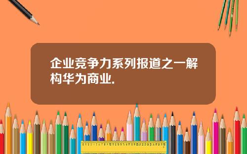 企业竞争力系列报道之一解构华为商业.