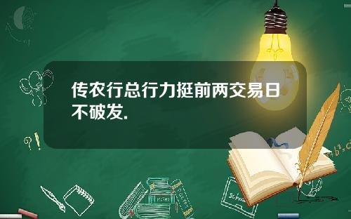 传农行总行力挺前两交易日不破发.