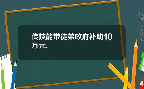 传技能带徒弟政府补助10万元.