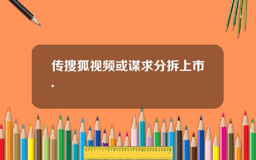 传搜狐视频或谋求分拆上市.