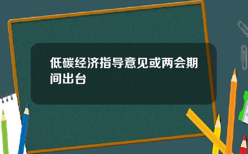 低碳经济指导意见或两会期间出台