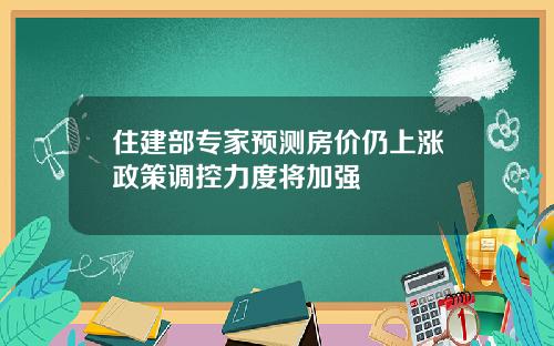 住建部专家预测房价仍上涨政策调控力度将加强