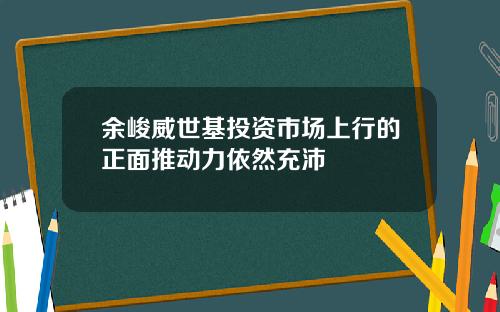 余峻威世基投资市场上行的正面推动力依然充沛