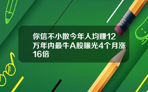 你信不小散今年人均赚12万年内最牛A股曝光4个月涨16倍