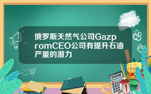 俄罗斯天然气公司GazpromCEO公司有提升石油产量的潜力