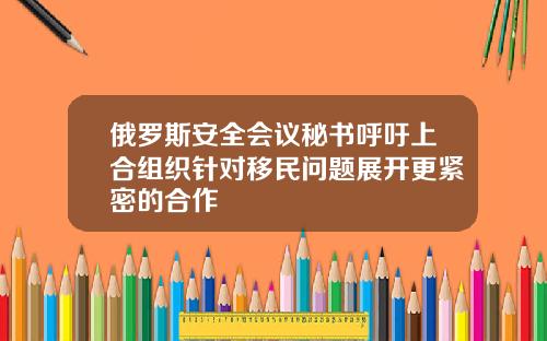 俄罗斯安全会议秘书呼吁上合组织针对移民问题展开更紧密的合作