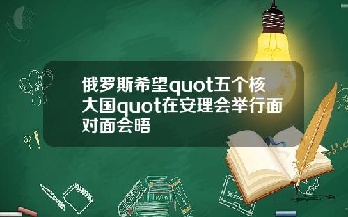 俄罗斯希望quot五个核大国quot在安理会举行面对面会晤