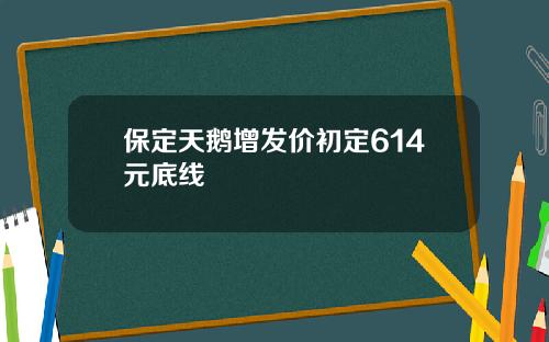 保定天鹅增发价初定614元底线