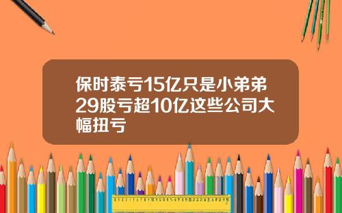 保时泰亏15亿只是小弟弟29股亏超10亿这些公司大幅扭亏