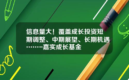 信息量大!覆盖成长投资短期调整、中期展望、长期机遇……-嘉实成长基金