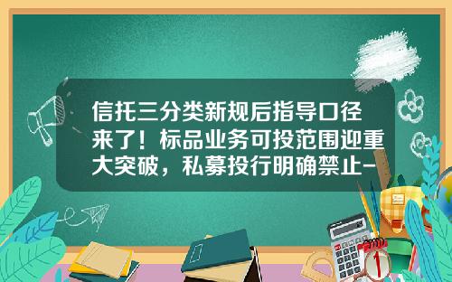 信托三分类新规后指导口径来了!标品业务可投范围迎重大突破,私募投行明确禁止-公司分类标准