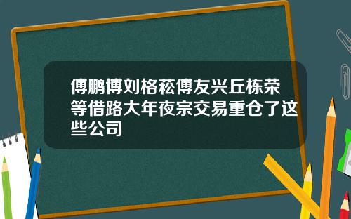 傅鹏博刘格菘傅友兴丘栋荣等借路大年夜宗交易重仓了这些公司