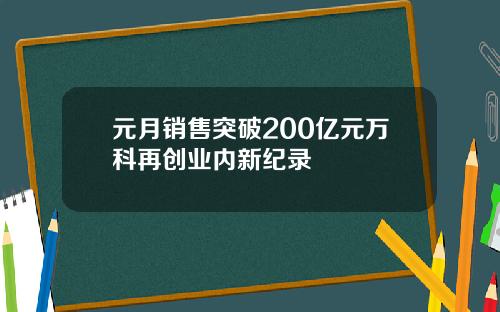 元月销售突破200亿元万科再创业内新纪录