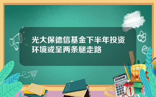光大保德信基金下半年投资环境或呈两条腿走路