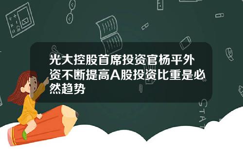 光大控股首席投资官杨平外资不断提高A股投资比重是必然趋势