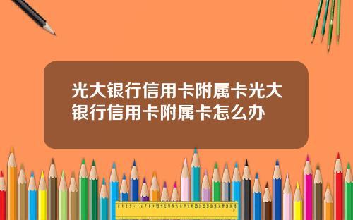 光大银行信用卡附属卡光大银行信用卡附属卡怎么办