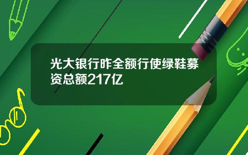 光大银行昨全额行使绿鞋募资总额217亿