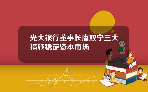 光大银行董事长唐双宁三大措施稳定资本市场