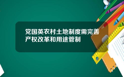 党国英农村土地制度需完善产权改革和用途管制