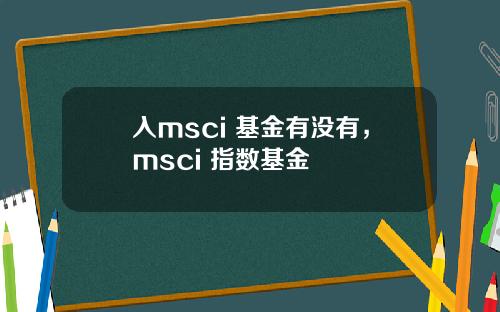 入msci 基金有没有,msci 指数基金