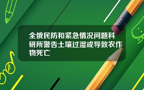 全俄民防和紧急情况问题科研所警告土壤过湿或导致农作物死亡