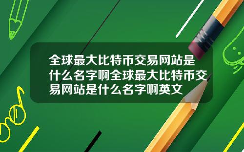 全球最大比特币交易网站是什么名字啊全球最大比特币交易网站是什么名字啊英文