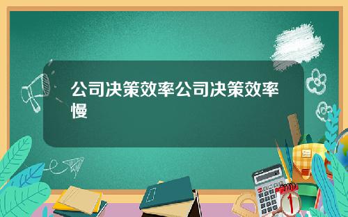 公司决策效率公司决策效率慢