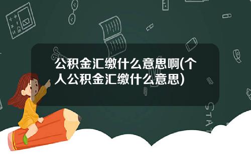 公积金汇缴什么意思啊(个人公积金汇缴什么意思)