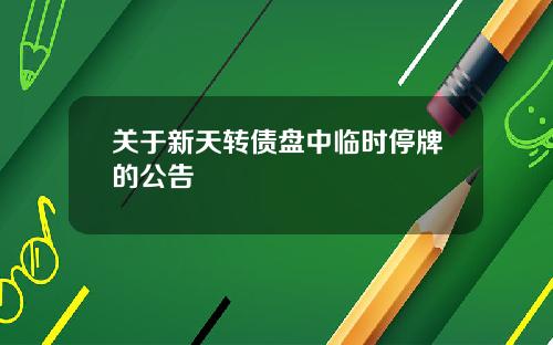 关于新天转债盘中临时停牌的公告