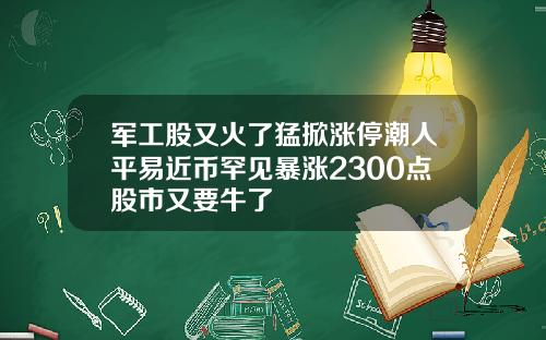 军工股又火了猛掀涨停潮人平易近币罕见暴涨2300点股市又要牛了